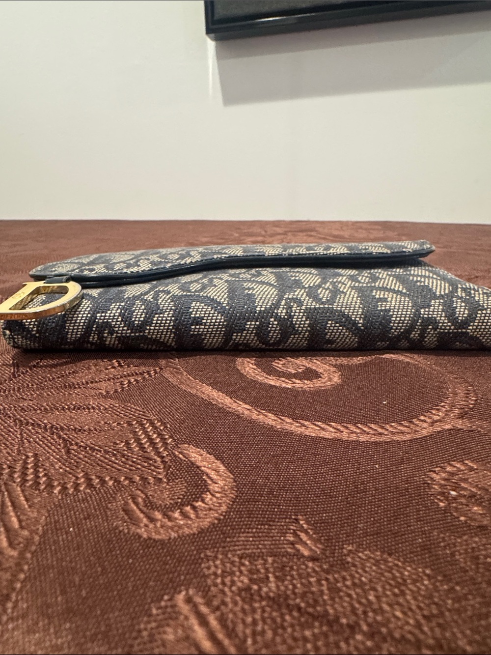 Dior Navy/Beige Oblique Canvas Saddle Wallet - Picture 7 of 15